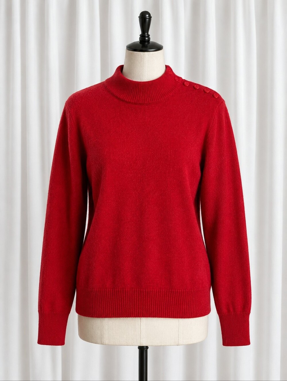 Vintage Charter Club Jane Justin Red Lambswool Angora Mock Neck Pullover Sweater